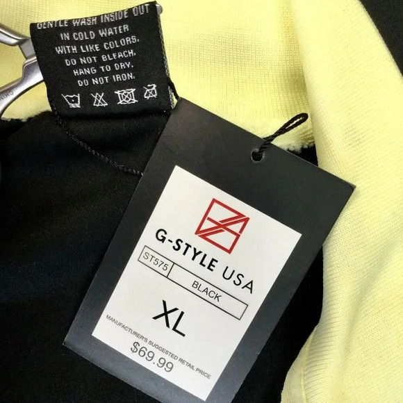 NWT G-Style Men's Black Tri-Tone Striped Front Zip Sports Track Jacket Size XL - Picture 8 of 10